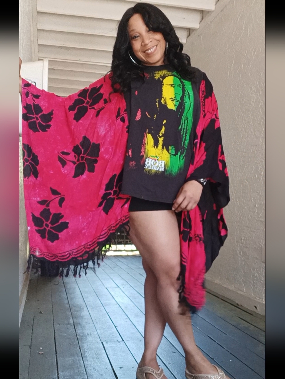 SOLD!!! Upcycled Bob Marley Graphic Tshirt Poncho